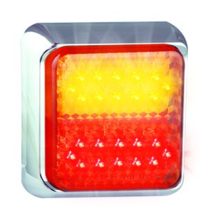 LED 12-24V Combination Tailight With Chrome Housing (100 X 100 X 28mm)