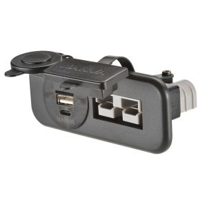 NARVA HEAVY DUTY FLUSH MOUNT TWIN USB A/USB C & 50 AMP ANDERSON PLUG SOCKET (BLISTER PACK OF 1)
