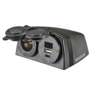 NARVA HEAVY DUTY SURFACE MOUNT TWIN USB A/USB C & ACCESSORY SOCKET (PACK OF 25)