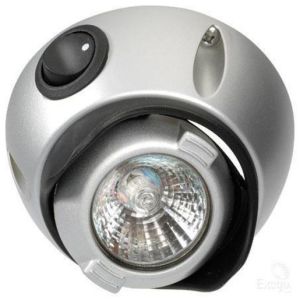Narva 12V 10W Halogen Interior Swivel Light With Switch & Silver Satin Housing (80mm X 45mm Round)