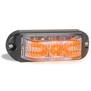 LED 12-24V Amber Emergency Warning Light With Clear Lens & 12 Flash Patterns (112 X 37 X 23mm) 