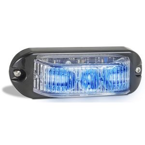 LED 12-24V Blue Emergency Warning Light With Clear Lens & 12 Flash Patterns (112 X 37 X 23mm) 