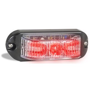 LED 12-24V Red Emergency Waring Light With Clear Lens & 12 Flash Patterns (112 X 37 X 23mm) 