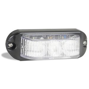 LED 12-24V White Emergency Warning Light With Clear Lens & 12 Flash Patterns (112 X 37 X 23mm) 