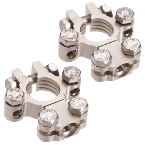 Projecta Positive Satin Forged Saddle Style Battery Terminal With Dual Auxiliary (Blister Pack Of 1)