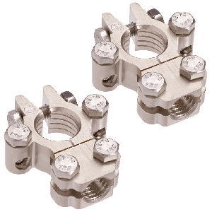 Projecta Positive Heavy Duty Satin Forged Saddle Style Battery Terminal With Dual Auxillary (Blister Pack Of 1)