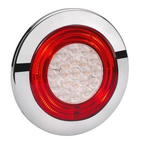 Narva 9-33V LED Stop/Indicator Light With LED Tail Light Ring & Chrome Housing (125mm X 37mm Round) 