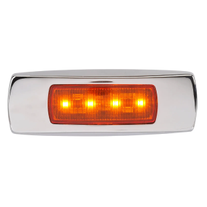 NARVA 9-33V AMBER LED MARKER LIGHT WITH CHROME COVER (84 X 29 X 11mm)
