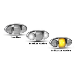 LED 12-24V White Front End Outline Marker/ Indicator Light With Chrome Housing 
