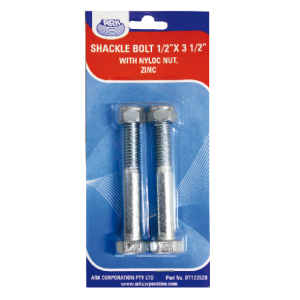 Ark 3 1/2" X 1/2" Zinc Plated Shackle Bolt & Nut (Blister Pack Of 2) 