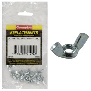 Champion M4 X 0.7mm Zinc Plated Steel Wing Nut (Pack Of 25) 