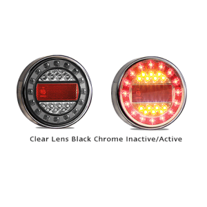 LED 12-24V Black Chrome Combination Tailight (125mm X 40mm Round) 