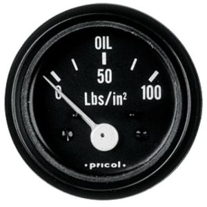 Pricol 0-100 PSI Electric Oil Pressure Gauge With Black Bezel