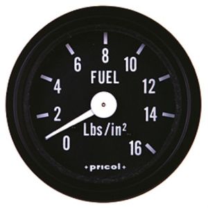 Pricol 0-16 PSI Mechanical Fuel Pressure Gauge With Black Bezel