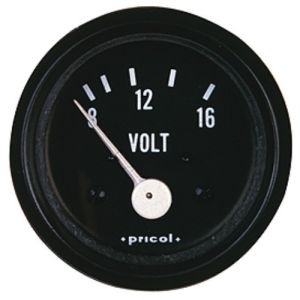 Pricol 8-16V Voltage Gauge With Black Bezel  