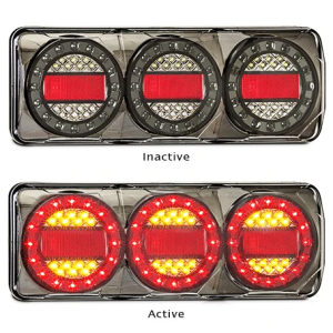 LED 12-24V Black Chrome Maxilamp 3 Light Combination Tailight 