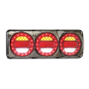 LED 12-24V Black Chrome Maxilamp 3 Light Combination Tailight With Reverse 