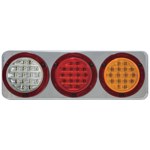 Whitevision 9-33V LED Combination Tailight With Reverse Light & Chrome Housing (445 X 155 X 40mm) 