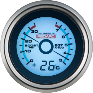 Redarc 52mm Egt & Boost Pressure Gauge With Optional Temp Display 