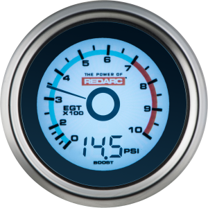 Redarc 52mm Exhaust Gas Temp & Boost Pressure Gauge 