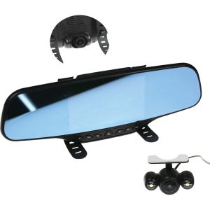 Gator 5" Rear View Mirror Reverse Camera Kit With Forward Facing Accident Cam 