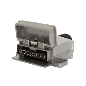 KT 7 Pin Metal Flat Trailer Socket With Inbuilt LED Circuit Tester 
