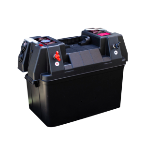 KT Portable Battery Box With Voltmeter To Suit 100Ah Batteries (420mm(L) X 230mm(W) X 290mm(H)) 