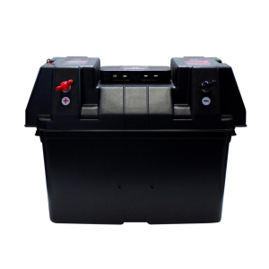 KT Portable Battery Box With Voltmeter & 4 Way Anderson Plug Block To Suit 100Ah Batteries 
