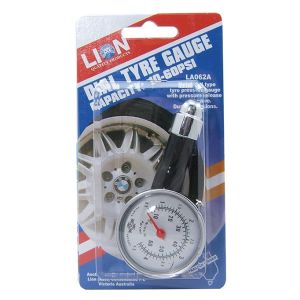 Lion Dial Style Tyre Gauge With Metal Housing  