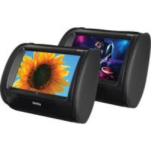 Axis 9" Lcd Twin Headrest Pack With Pre-Installed Dvd Player, USB Input, Sd Reader, 2 Sets Of Ir Headphones