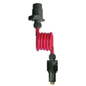 KT 7 Pin Flat Plug To 7 Pin Large Round Socket Trailer Adaptor With 1m Coiled Cable 