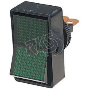 Hella SPST On/Off Green Illuminated Rocker Switch