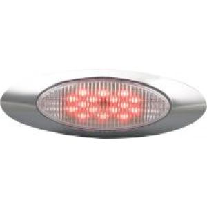 LED 12V Red Rear End Outline Marker Light With Clear Lens And Chrome Bezel