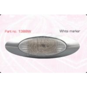 LED 12V White Front End Outline Marker Light With Chrome Bezel (169 X 55 X 24mm)