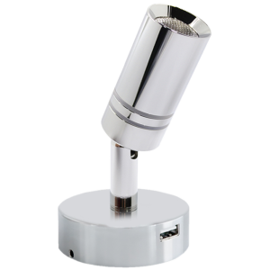 Whitevision 10-30V Chrome LED Reading Light With USB & On/Off/Dim Switch 