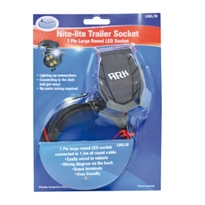 Ark "Nite - Lite" 7 Pin Round Trailer Socket With 1.5m Cable & LED Illumination (Blister Pack Of 1) 