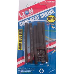 Lion 6 Piece 4mm X 68mm Black Heatshrink Pack  
