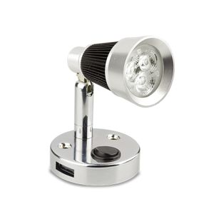 LED 12V Chrome Interior Reading Light With On/Off Switch & USB Port 