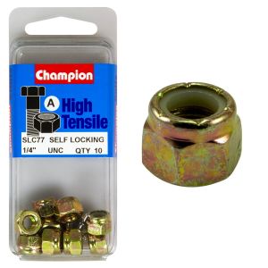 Champion 1/4" Unc Nyloc Nut (Pack Of 10)  