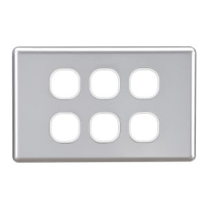 Projecta 6 Gang Silver Blank Switch Plate (Pack Of 10)