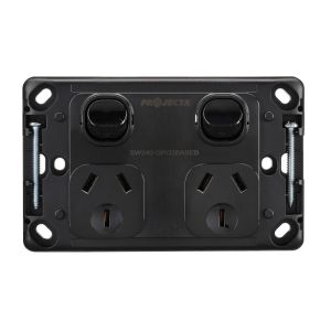 Projecta 10 Amp Black Double Gpo Power Point Without Fascia (Pack of 10)