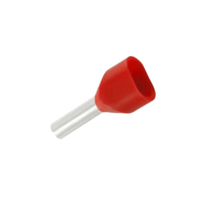 Red Dual Bootlace Terminal (2 X 1mm² - 8mm Shaft) (Pack Of 100) 