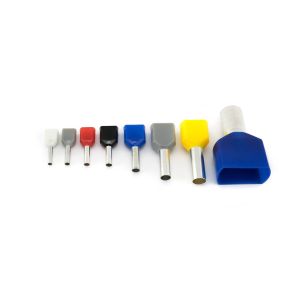 LIGHT GREY DUAL BOOTLACE TERMINAL (2 X 4mm2 - 12mm SHAFT) (PACK OF 100)