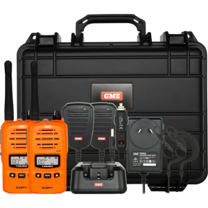 GME ORANGE 5/1W UHF HANDHELD RADIO TWIN PACK