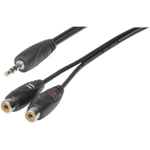 3.5mm Audio Plud To 2 Rca Socket Adaptor Lead  
